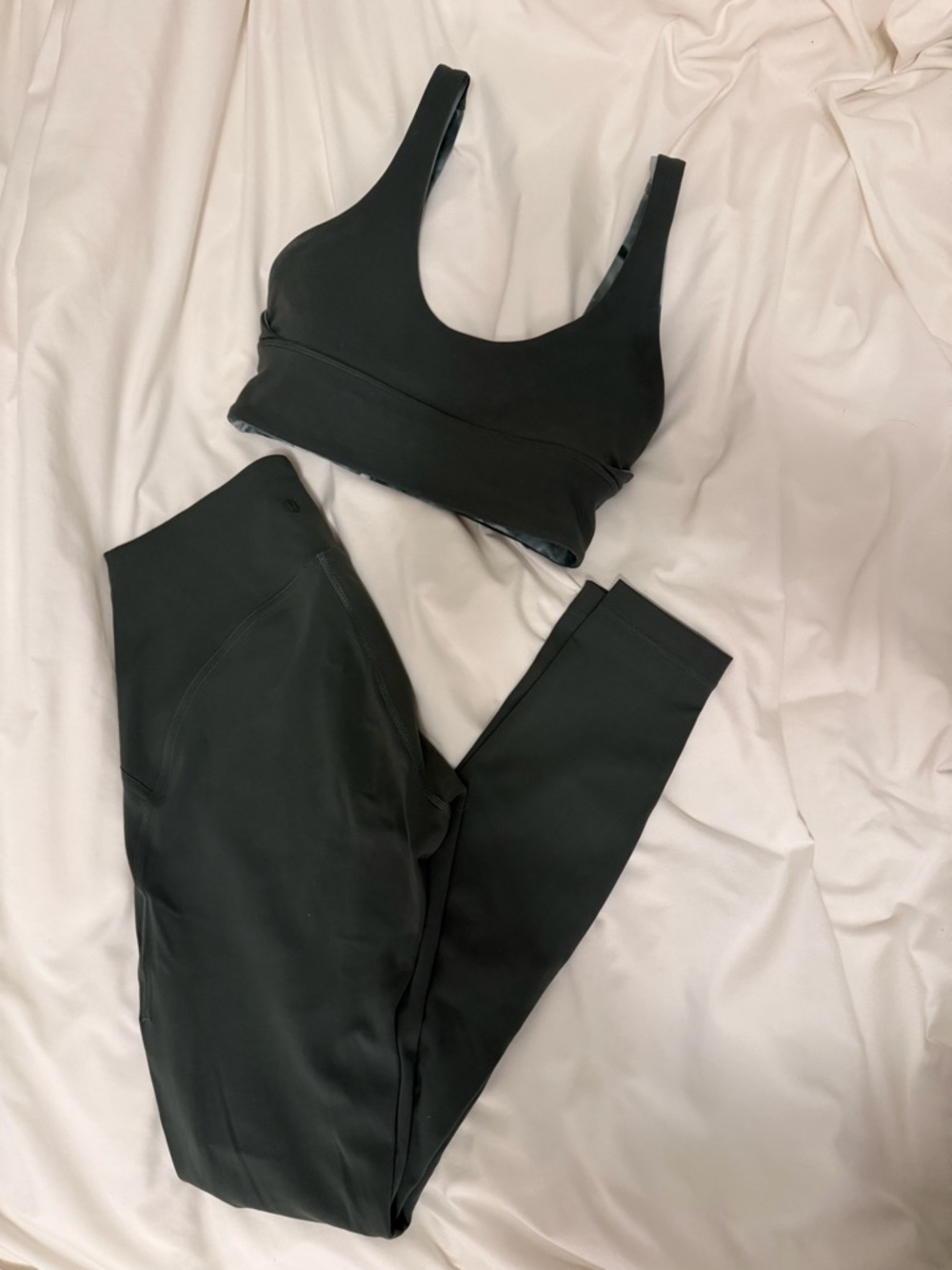 Lululemon Smoked Spruce High-Waist Leggings with Matching Sports Bra